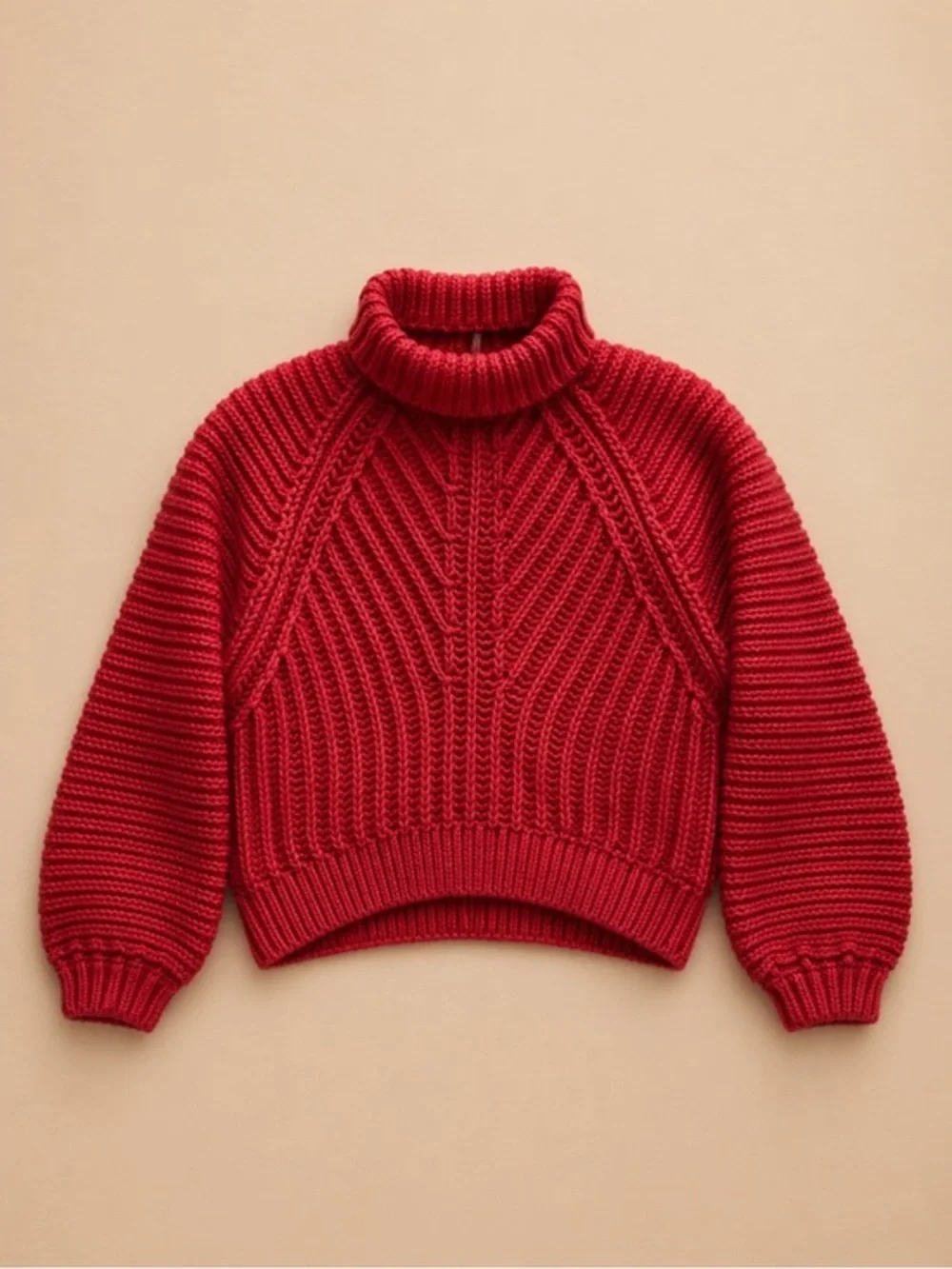 FREE PEOPLE - Pink Knit Turtleneck Long Sleeve Pullover Sweater